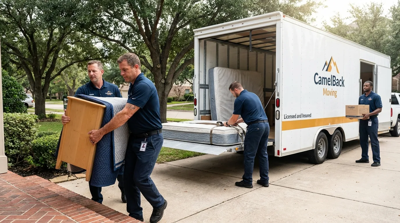 Crew loading residential truck for cross-state move from Robertsdale, AL