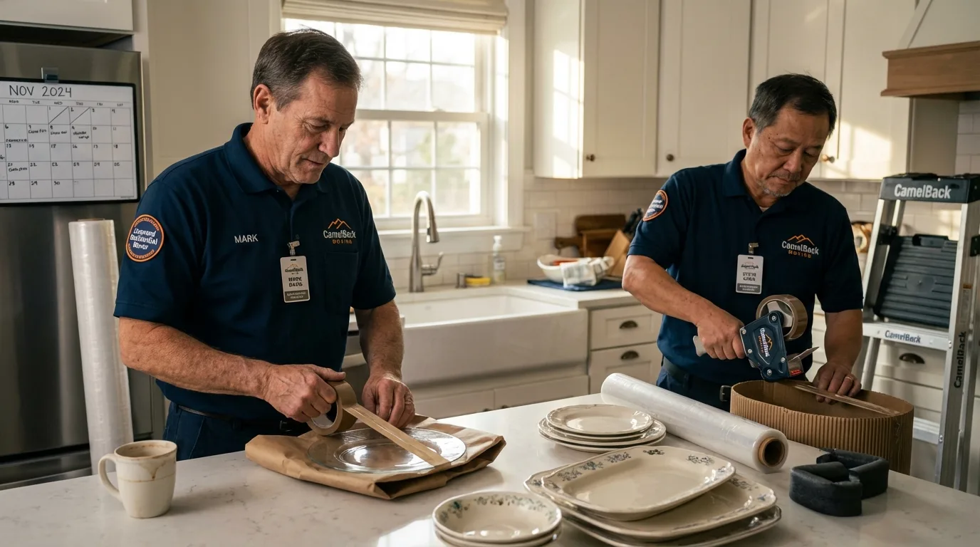 Professional crew packing kitchen dishware in Robertsdale, AL
